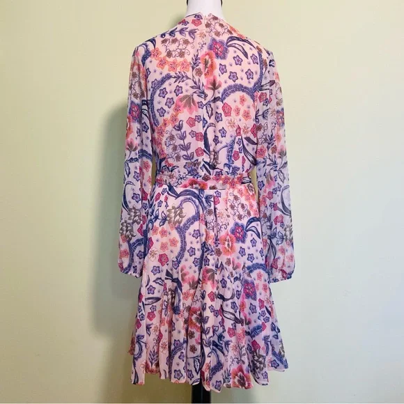 LOFT Floral Puff Sleeve Mini Flare Dress size 12 - Picture 5 of 11
